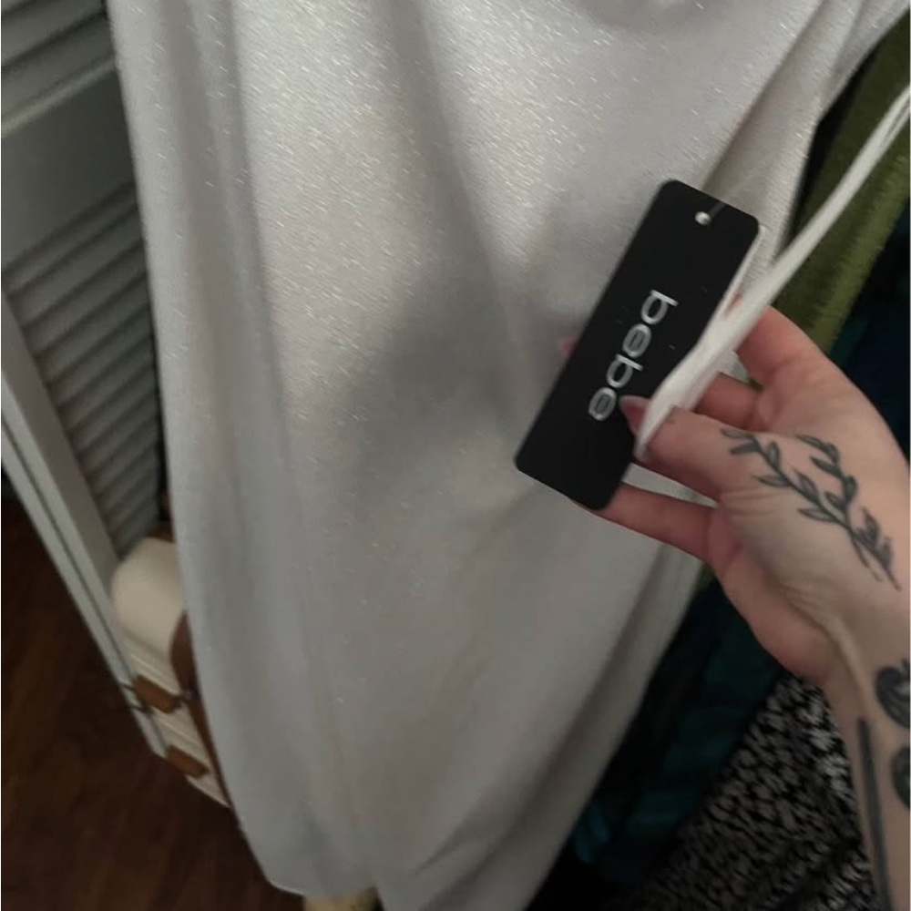 Bebe Ivory Shimmer Dress